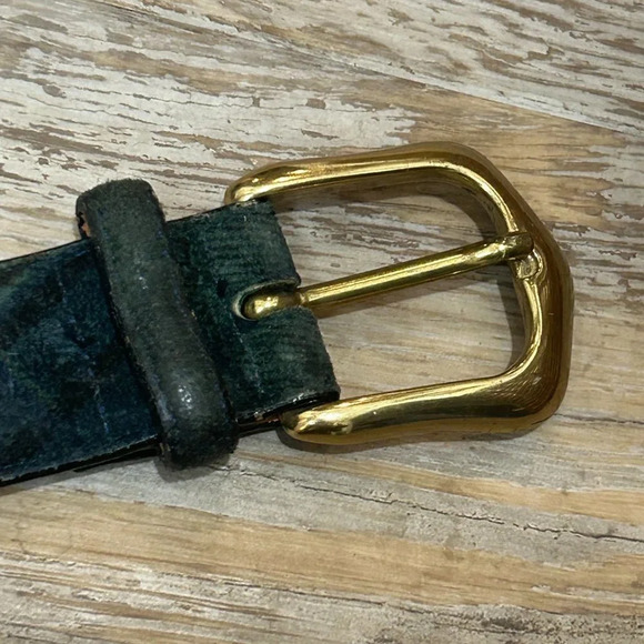 Talbots Vintage Suede Black Watch Plaid Leather Belt Size Medium - Picture 4 of 7